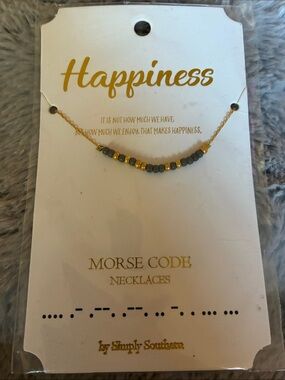 Simply Southern Gold Chain Necklace with Gray and Gold Beads